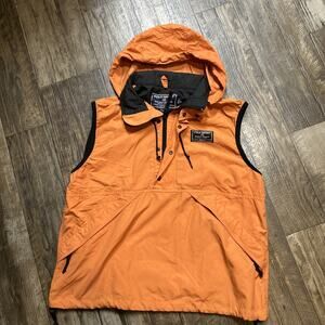 Polo Sport Ralph Lauren Performance Vest Orange Drawstring Pockets Mens Size S